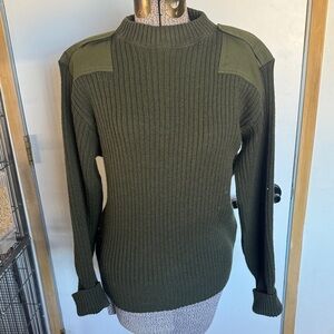 Men's Olive Green 100% Wool Ribbed Sweater
